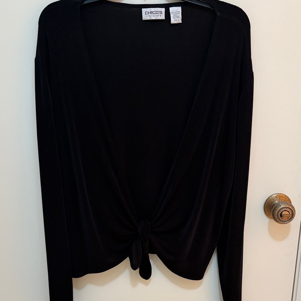 Chico's Elegant Black Tie-Front Blouse